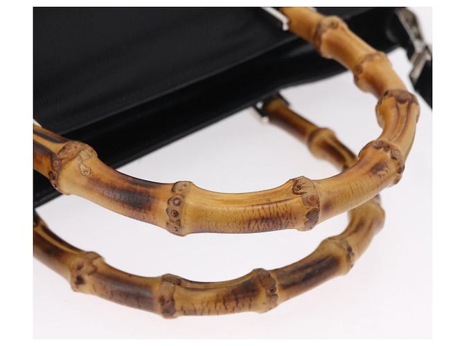 Borsa a mano GUCCI Bamboo Nylon 2way Nero Argento 001 2855 1875 5 Auth ka6416 - vista 7