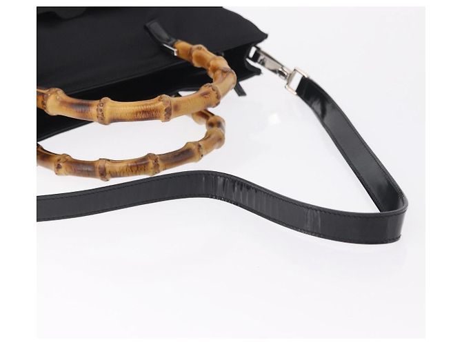 Borsa a mano GUCCI Bamboo Nylon 2way Nero Argento 001 2855 1875 5 Auth ka6416 - vista 8