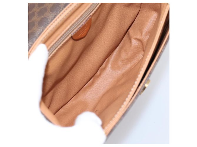 Céline Borsa a tracolla CELINE Macadam Canvas PVC Leather Brown Gold Auth ep16065 Marrone D'oro - vista 11