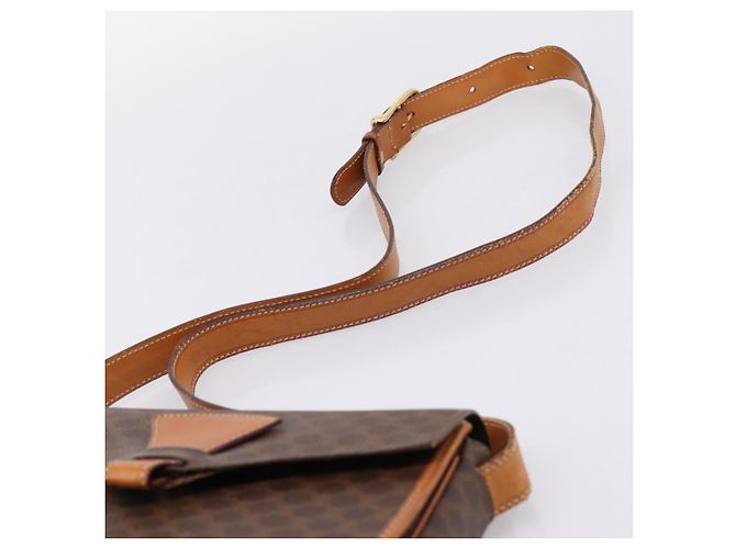Céline Borsa a tracolla CELINE Macadam Canvas PVC Leather Brown Gold Auth ep16065 Marrone D'oro - vista 14