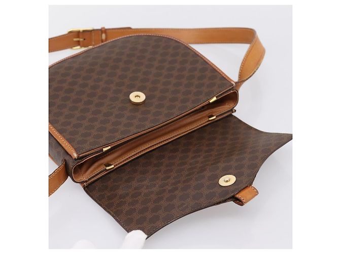 Céline Borsa a tracolla CELINE Macadam Canvas PVC Leather Brown Gold Auth ep16065 Marrone D'oro - vista 18