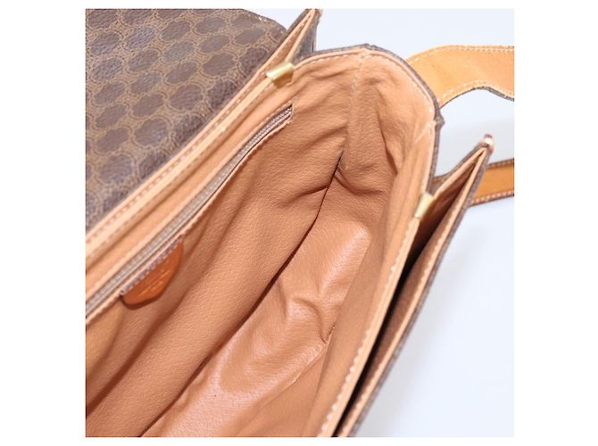 Céline Borsa a tracolla CELINE Macadam Canvas PVC Leather Brown Gold Auth ep16065 Marrone D'oro - vista 19