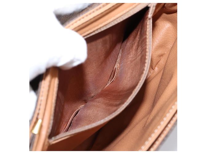 Céline Borsa a tracolla CELINE Macadam Canvas PVC Leather Brown Gold Auth ep16065 Marrone D'oro - vista 22