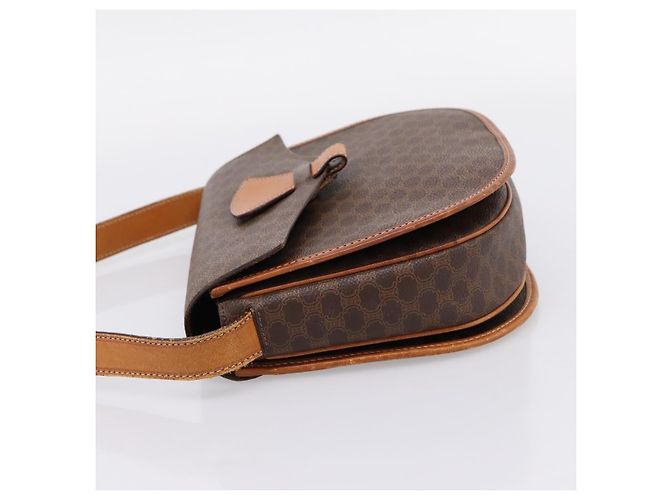Céline Borsa a tracolla CELINE Macadam Canvas PVC Leather Brown Gold Auth ep16065 Marrone D'oro - vista 3
