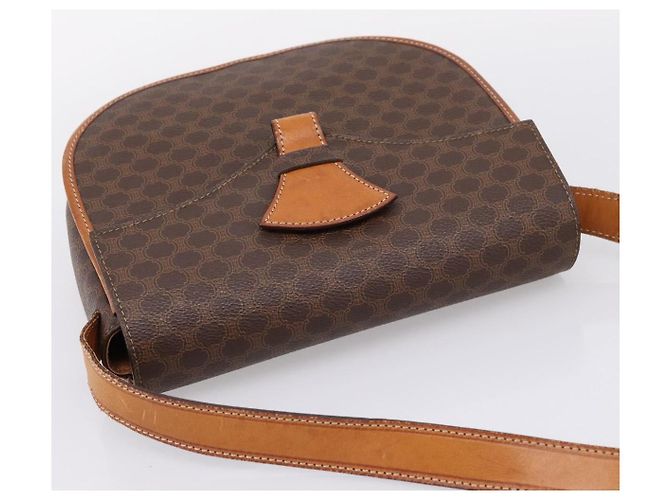Céline Borsa a tracolla CELINE Macadam Canvas PVC Leather Brown Gold Auth ep16065 Marrone D'oro - vista 6