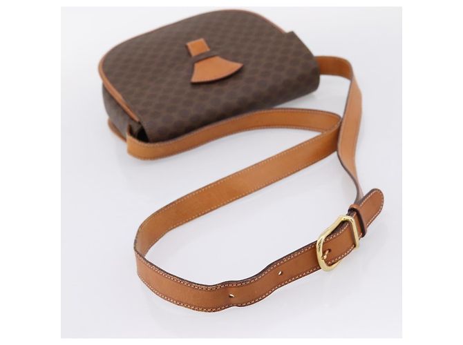 Céline Borsa a tracolla CELINE Macadam Canvas PVC Leather Brown Gold Auth ep16065 Marrone D'oro - vista 7