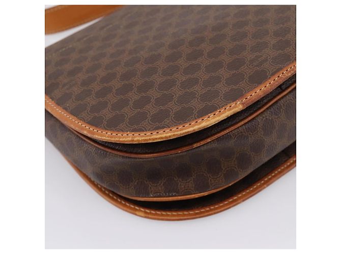 Céline Borsa a tracolla CELINE Macadam Canvas PVC Leather Brown Gold Auth ep16065 Marrone D'oro - vista 9