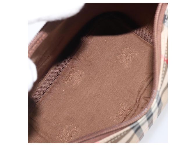 Sac à main Burberrys Nova Check Canvas Beige Gold Auth ep16229 Doré - vue 12