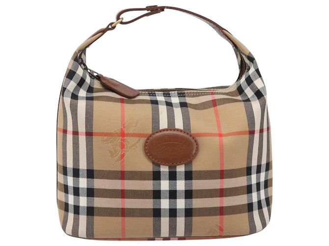 Sac à main Burberrys Nova Check Canvas Beige Gold Auth ep16229 Doré - vue 13