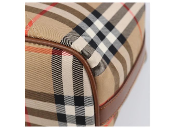 Sac à main Burberrys Nova Check Canvas Beige Gold Auth ep16229 Doré - vue 14