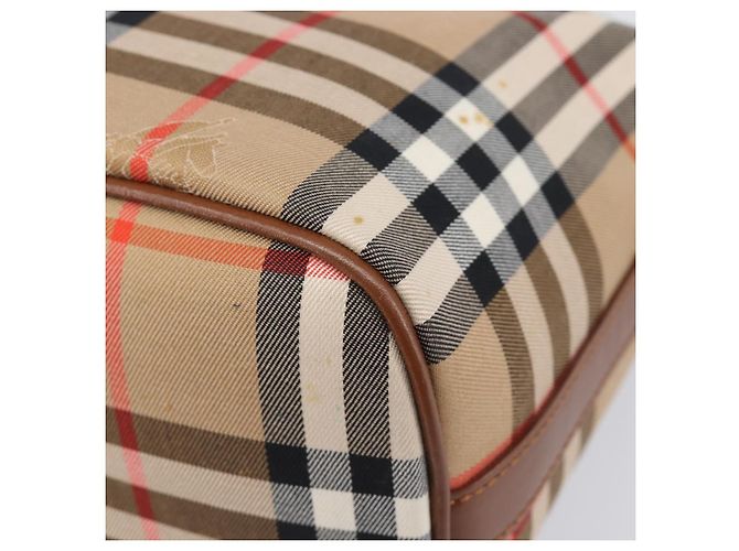 Sac à main Burberrys Nova Check Canvas Beige Gold Auth ep16229 Doré - vue 16