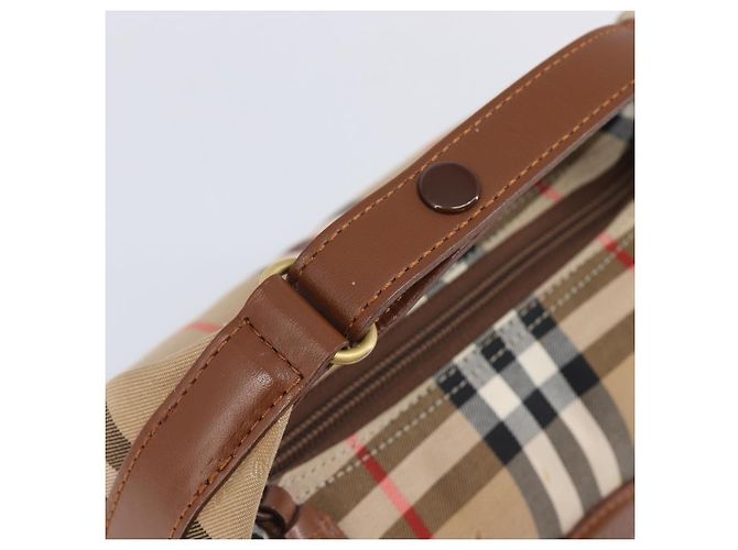 Sac à main Burberrys Nova Check Canvas Beige Gold Auth ep16229 Doré - vue 19