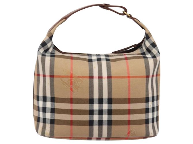 Sac à main Burberrys Nova Check Canvas Beige Gold Auth ep16229 Doré - vue 2