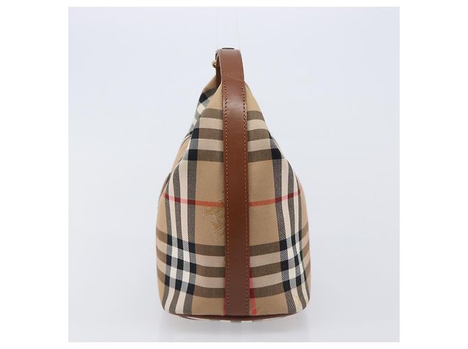Sac à main Burberrys Nova Check Canvas Beige Gold Auth ep16229 Doré - vue 4
