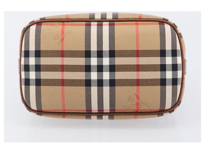 Sac à main Burberrys Nova Check Canvas Beige Gold Auth ep16229 Doré - vue 6