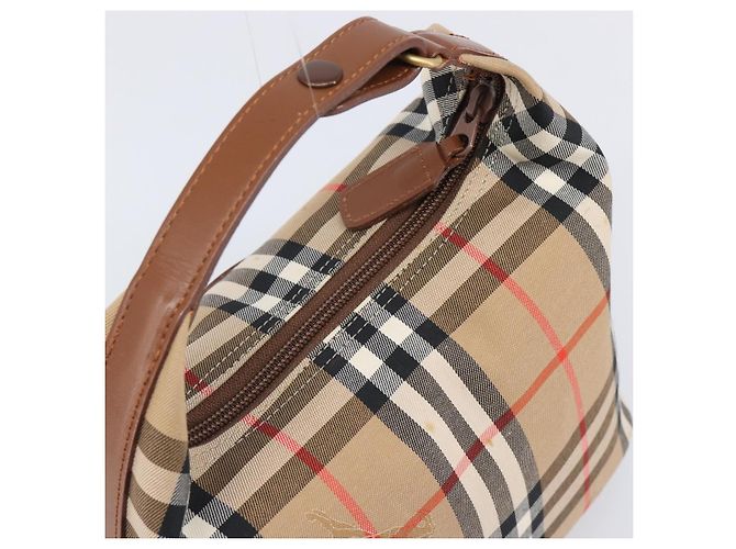 Sac à main Burberrys Nova Check Canvas Beige Gold Auth ep16229 Doré - vue 7