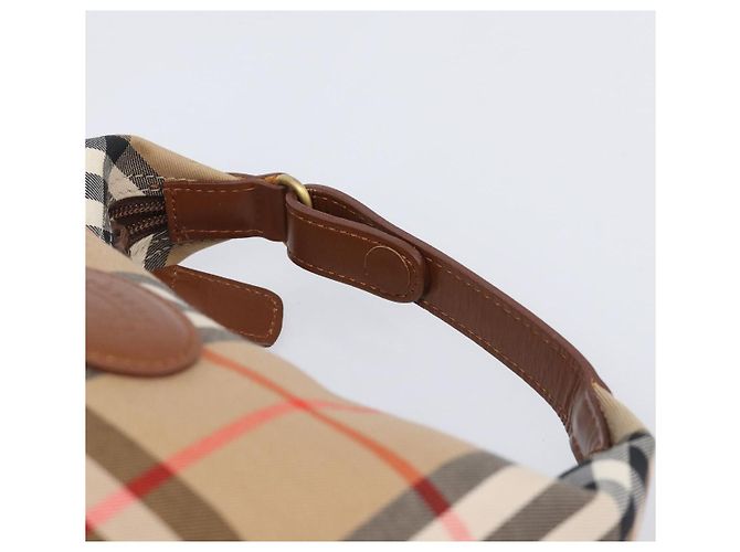 Sac à main Burberrys Nova Check Canvas Beige Gold Auth ep16229 Doré - vue 9