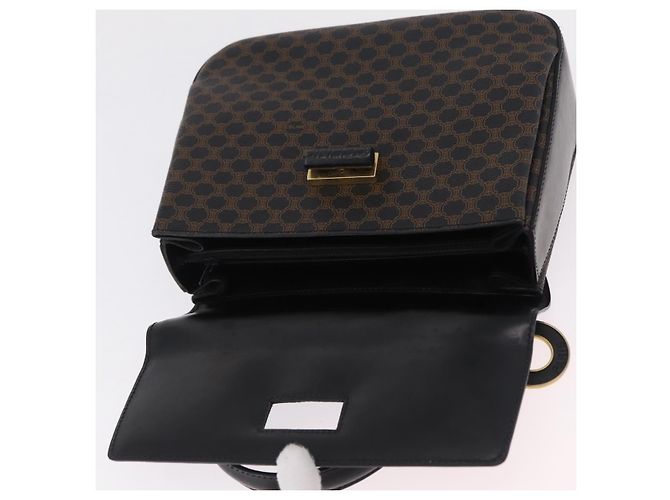Céline Sac à main CELINE Macadam Canvas PVC Noir Doré Auth mr2952A - vue 10