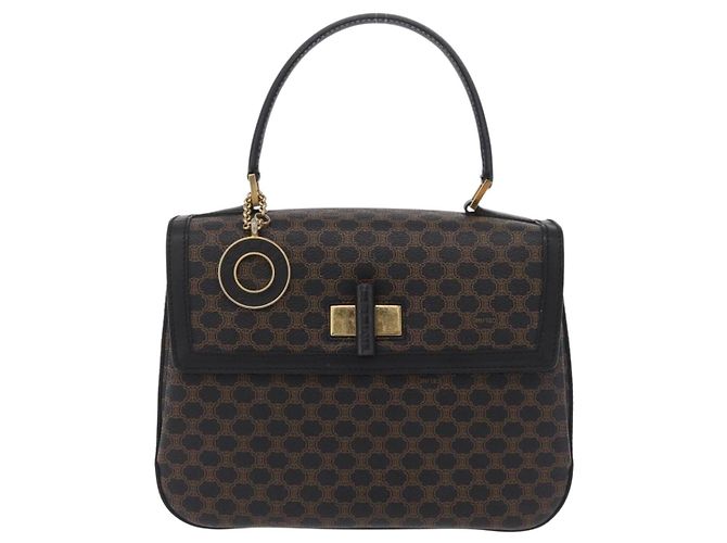 Céline Sac à main CELINE Macadam Canvas PVC Noir Doré Auth mr2952A - vue 13