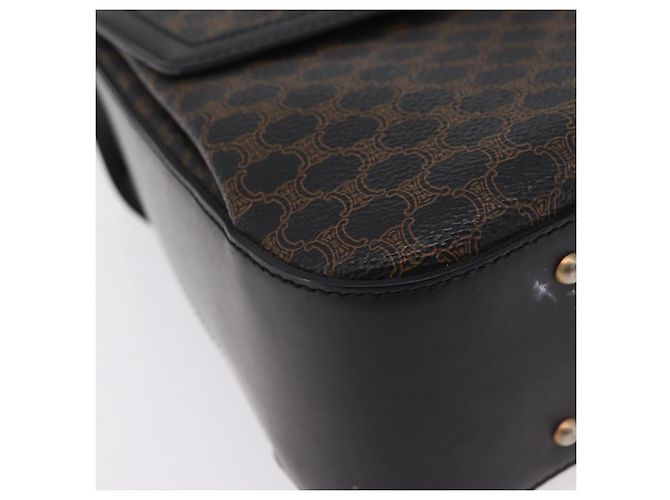 Céline Sac à main CELINE Macadam Canvas PVC Noir Doré Auth mr2952A - vue 16