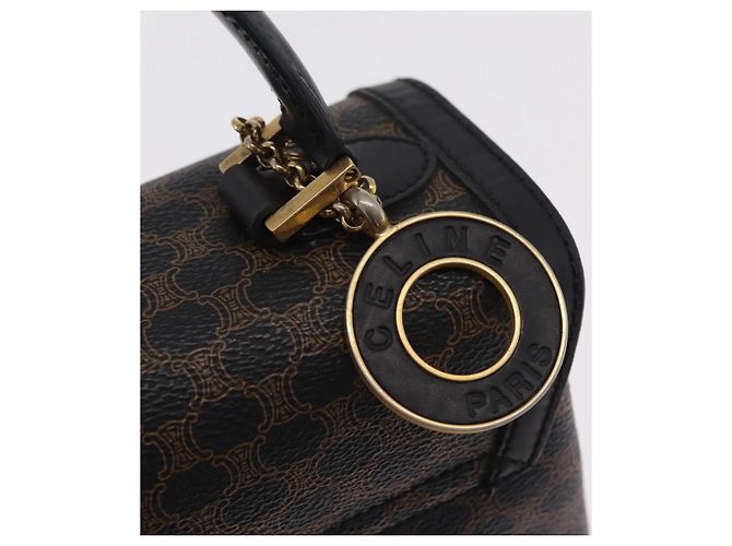 Céline Sac à main CELINE Macadam Canvas PVC Noir Doré Auth mr2952A - vue 20