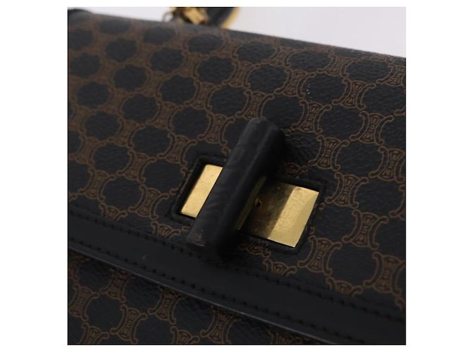 Céline Sac à main CELINE Macadam Canvas PVC Noir Doré Auth mr2952A - vue 21