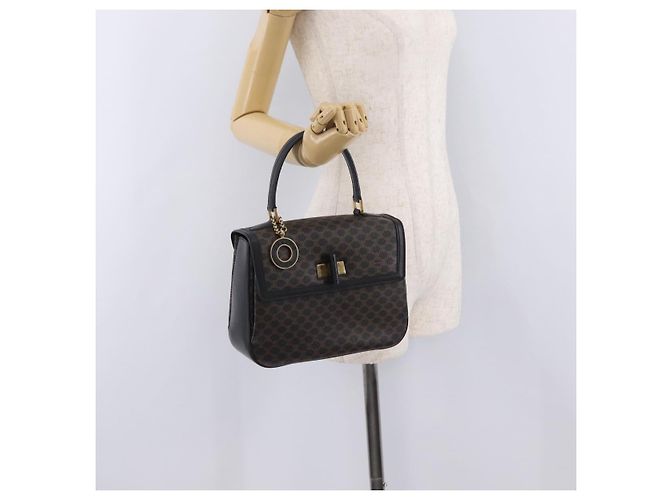 Céline Sac à main CELINE Macadam Canvas PVC Noir Doré Auth mr2952A - vue 30