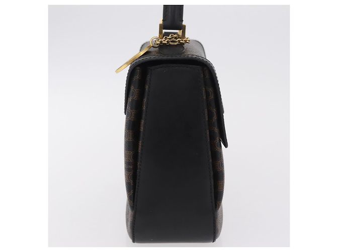 Céline Sac à main CELINE Macadam Canvas PVC Noir Doré Auth mr2952A - vue 4