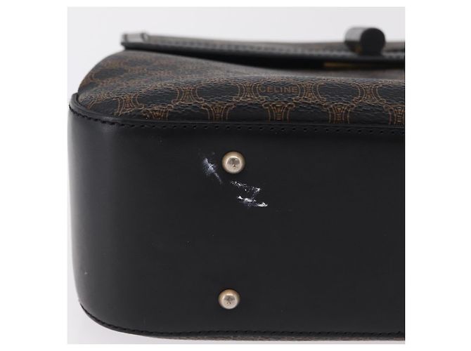 Céline Sac à main CELINE Macadam Canvas PVC Noir Doré Auth mr2952A - vue 6