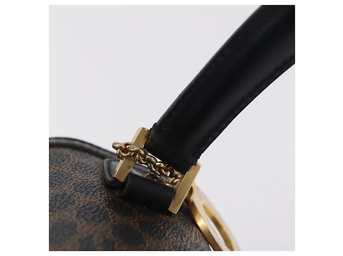 Céline Sac à main CELINE Macadam Canvas PVC Noir Doré Auth mr2952A - vue 9