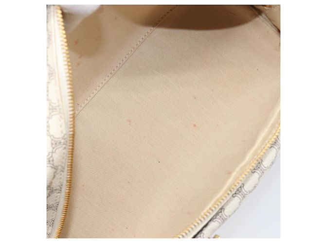 Céline CELINE Macadam Canvas Boston Bag PVC Leather White Gold Auth 206111V Weiß Golden - Ansicht 10
