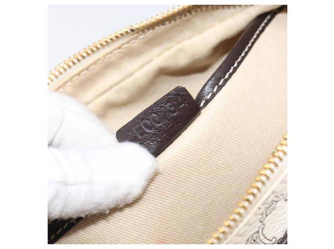 Céline CELINE Macadam Canvas Boston Bag PVC Leather White Gold Auth 206111V Weiß Golden - Ansicht 11