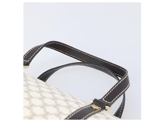 Céline CELINE Macadam Canvas Boston Bag PVC Leather White Gold Auth 206111V Weiß Golden - Ansicht 14