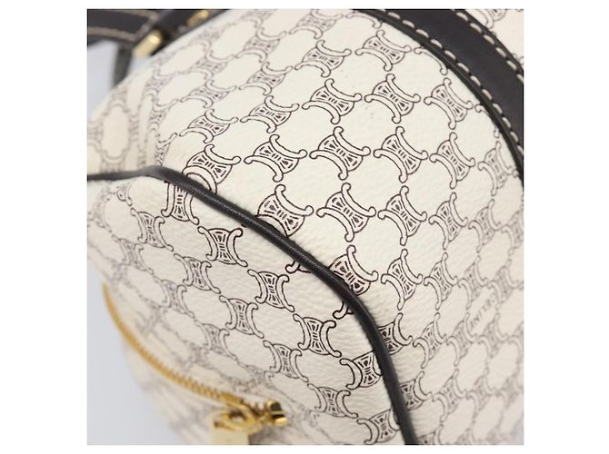 Céline CELINE Macadam Canvas Boston Bag PVC Leather White Gold Auth 206111V Weiß Golden - Ansicht 16