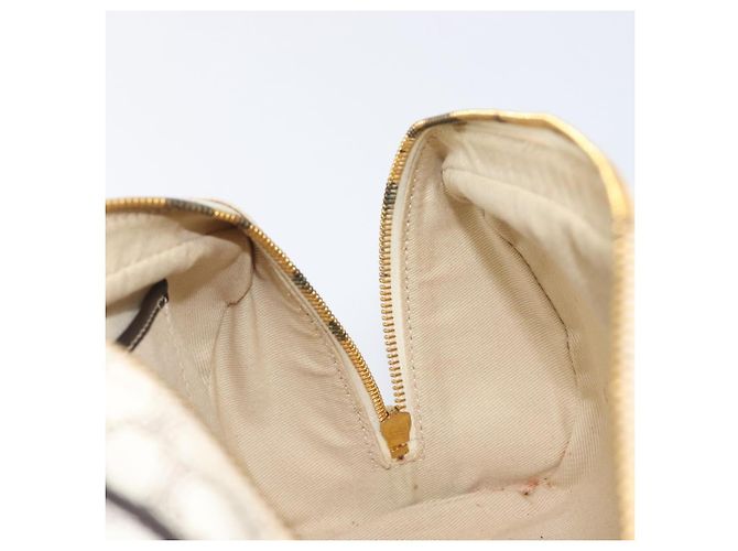 Céline CELINE Macadam Canvas Boston Bag PVC Leather White Gold Auth 206111V Weiß Golden - Ansicht 22