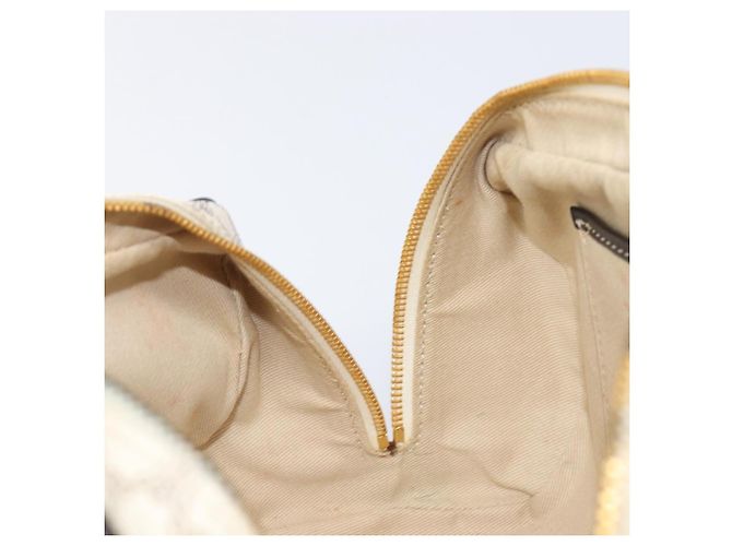 Céline CELINE Macadam Canvas Boston Bag PVC Leather White Gold Auth 206111V Weiß Golden - Ansicht 23