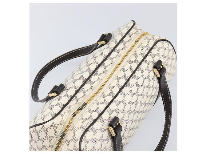 Céline CELINE Macadam Canvas Boston Bag PVC Leather White Gold Auth 206111V Weiß Golden - Ansicht 6