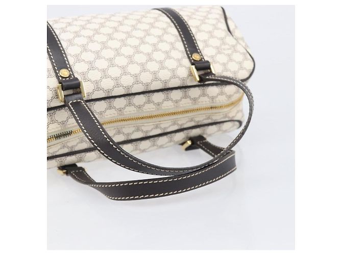 Céline CELINE Macadam Canvas Boston Bag PVC Leather White Gold Auth 206111V Weiß Golden - Ansicht 8