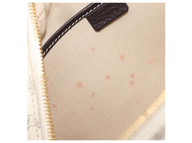Céline CELINE Macadam Canvas Boston Bag PVC Leather White Gold Auth 206111V Weiß Golden - Ansicht 9