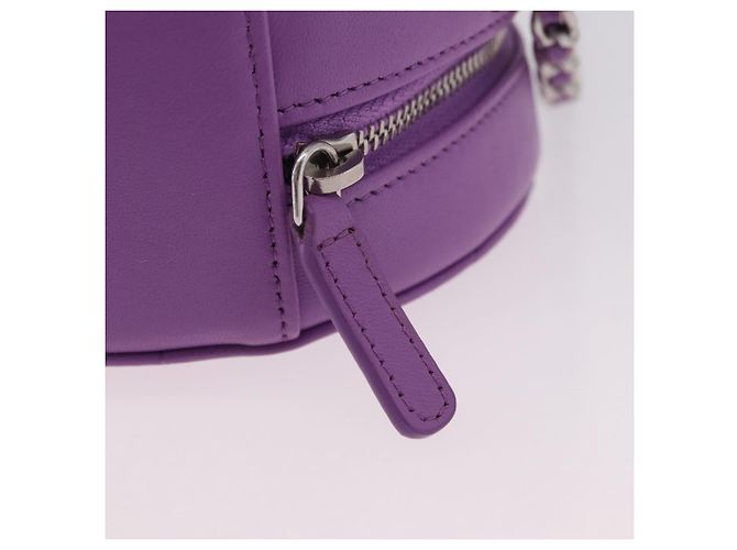 Sac à épaule CHANEL Matelasse à chaîne en agneau violet argenté CC Auth 206022M - vue 10
