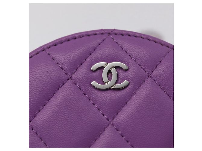 Sac à épaule CHANEL Matelasse à chaîne en agneau violet argenté CC Auth 206022M - vue 17