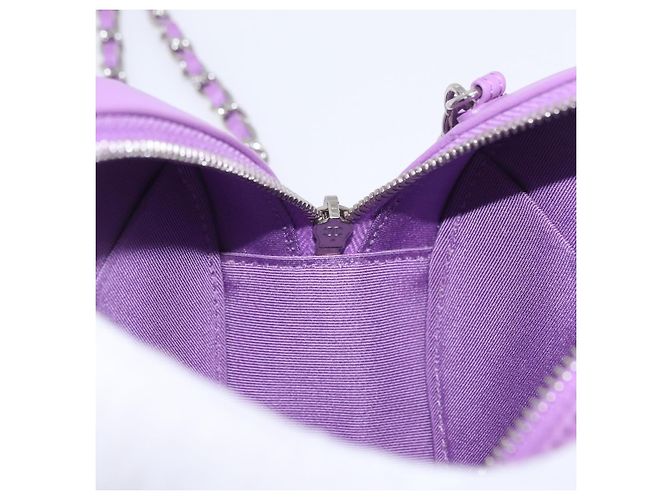 Sac à épaule CHANEL Matelasse à chaîne en agneau violet argenté CC Auth 206022M - vue 19
