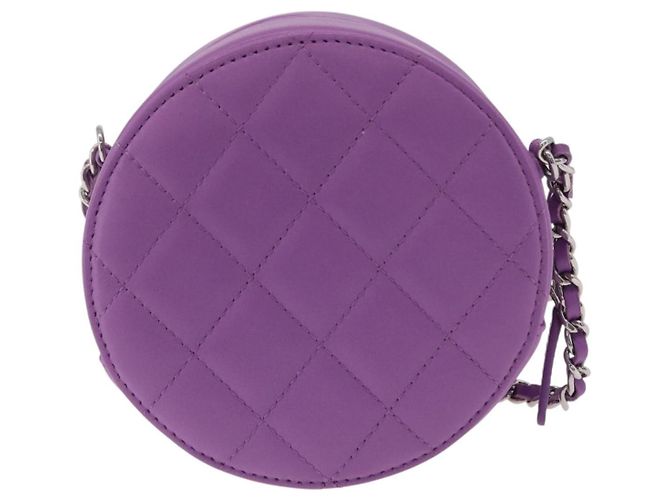 Sac à épaule CHANEL Matelasse à chaîne en agneau violet argenté CC Auth 206022M - vue 2