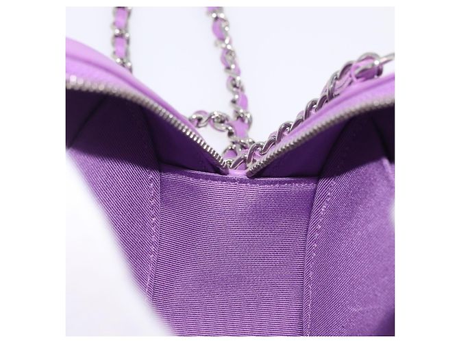 Sac à épaule CHANEL Matelasse à chaîne en agneau violet argenté CC Auth 206022M - vue 20
