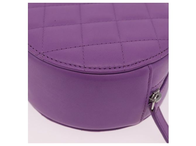 Sac à épaule CHANEL Matelasse à chaîne en agneau violet argenté CC Auth 206022M - vue 9