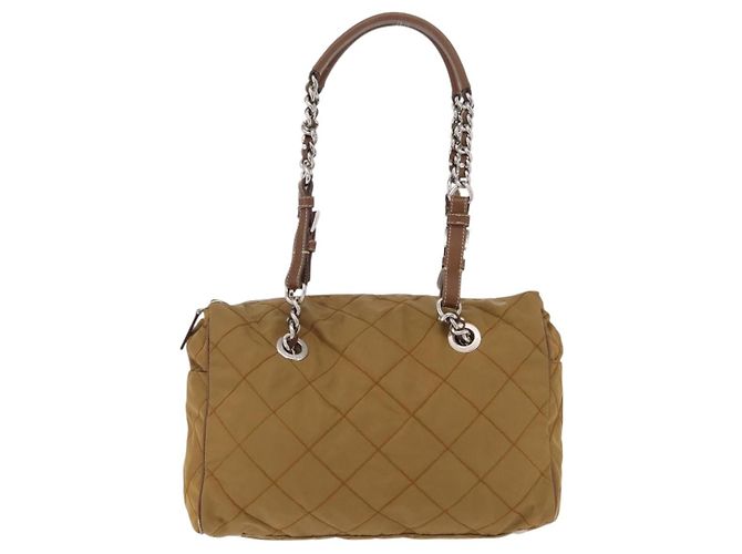PRADA Chain Tote Bag Nylon Brown Silver Auth 206291 Braun Silber - Ansicht 13
