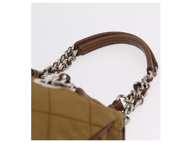 PRADA Chain Tote Bag Nylon Brown Silver Auth 206291 Braun Silber - Ansicht 15