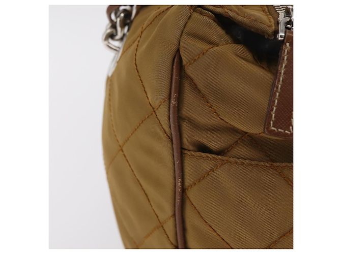 PRADA Chain Tote Bag Nylon Brown Silver Auth 206291 Braun Silber - Ansicht 17