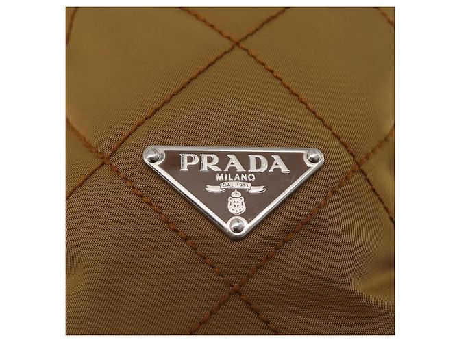 PRADA Chain Tote Bag Nylon Brown Silver Auth 206291 Braun Silber - Ansicht 22