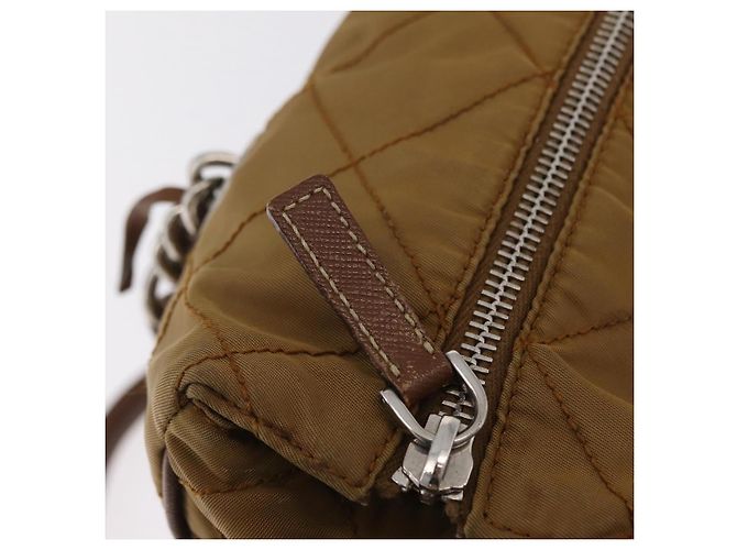 PRADA Chain Tote Bag Nylon Brown Silver Auth 206291 Braun Silber - Ansicht 23